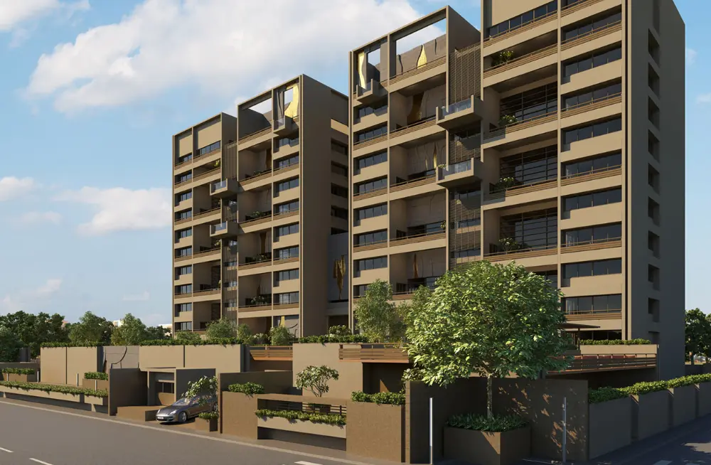 The Banyan, 5 BHK duplex condominiums, Next to Kotak House, behind Ashok Vatika, Bodakdev, Ahmedabad 380054